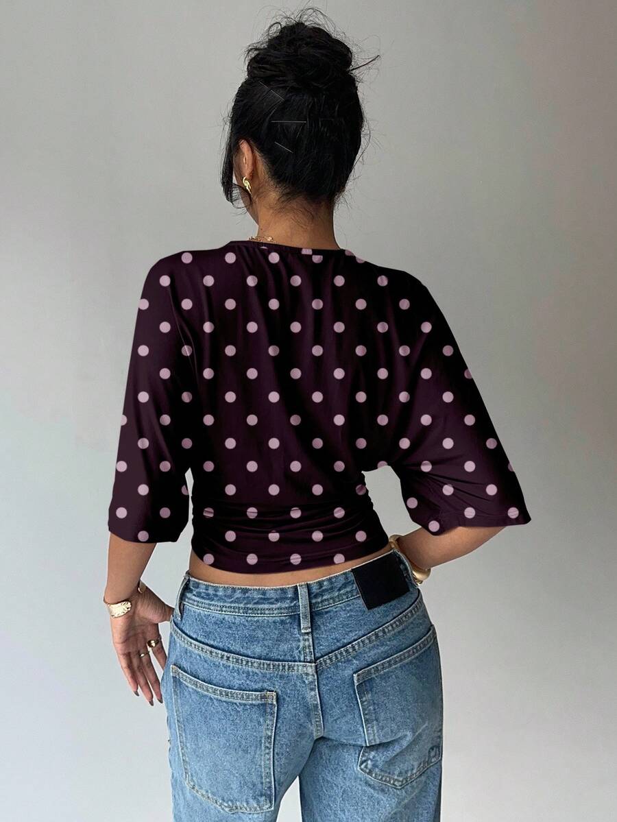 BROWN AMOUR | Batwing Cropped Casual Tee