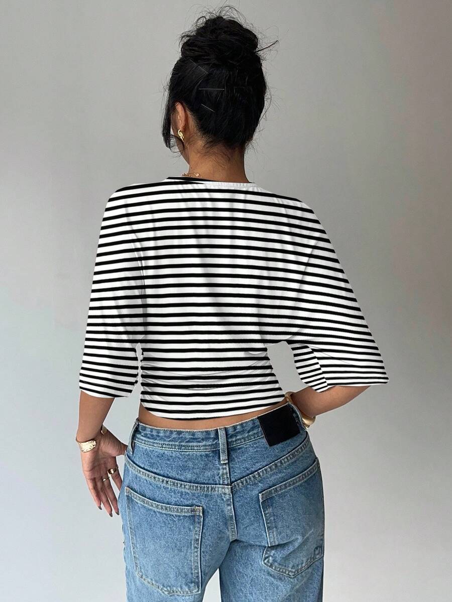BROWN AMOUR | Batwing Cropped Casual Tee