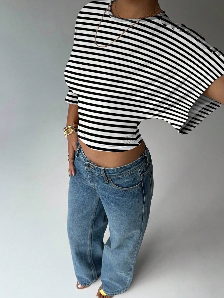 BROWN AMOUR | Batwing Cropped Casual Tee