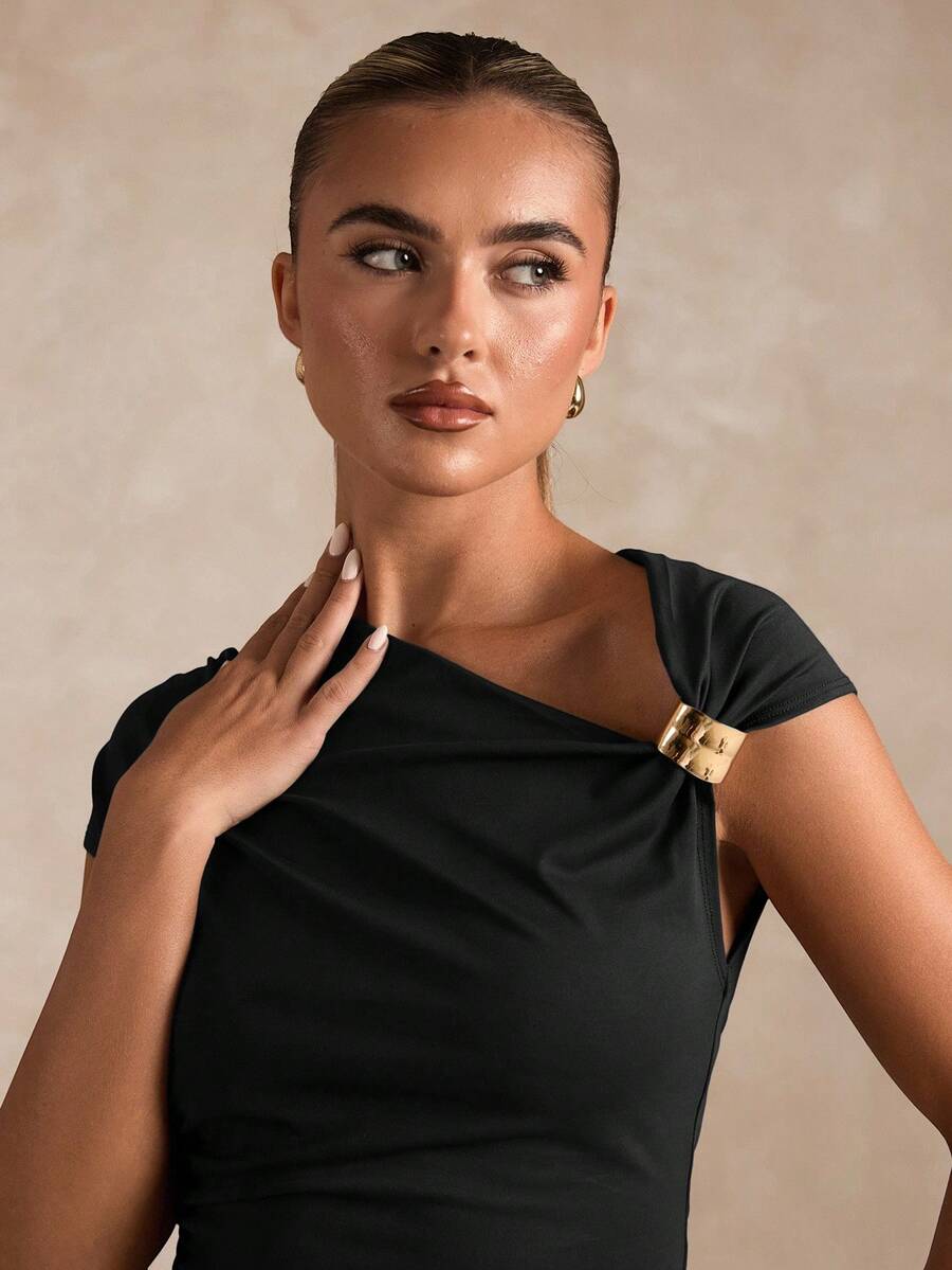 BROWN AMOUR | Asymmetric Neckline Tee