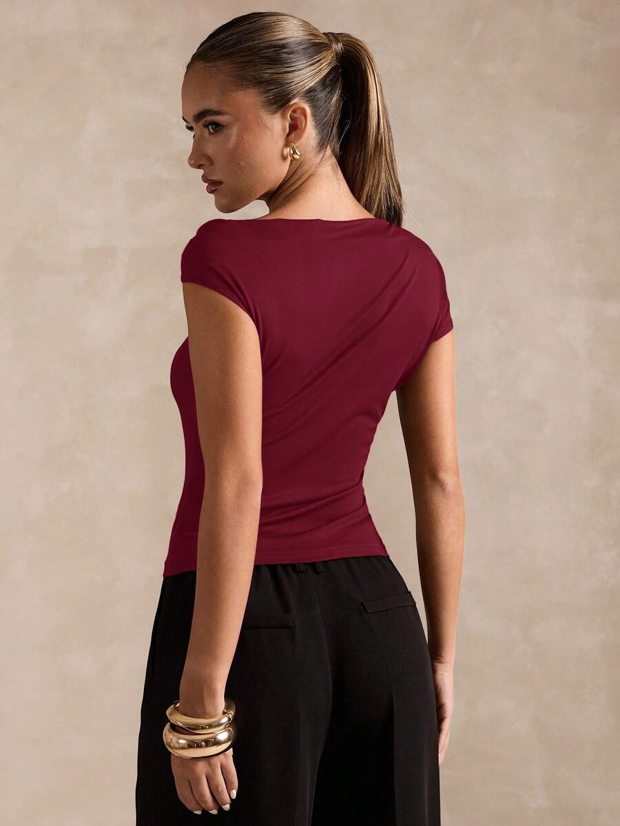 BROWN AMOUR | Asymmetric Neckline Tee