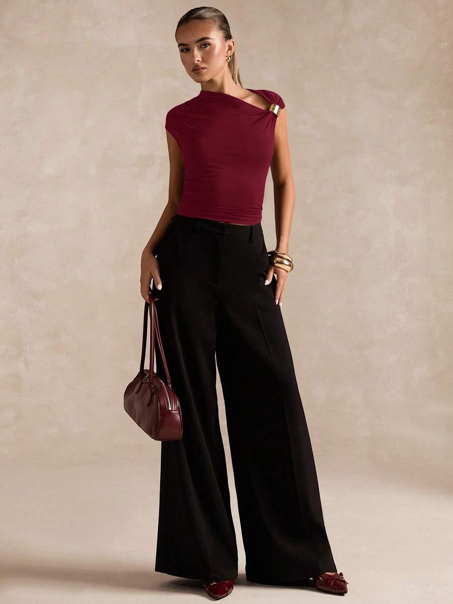 BROWN AMOUR | Asymmetric Neckline Tee