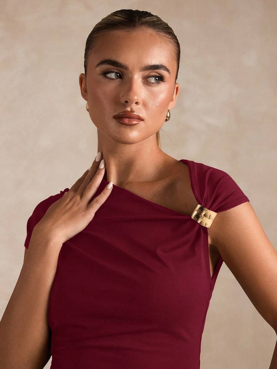 BROWN AMOUR | Asymmetric Neckline Tee