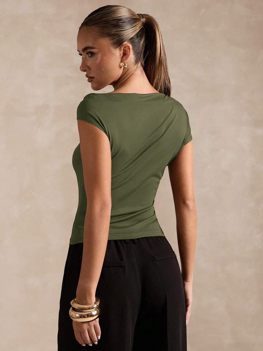 BROWN AMOUR | Asymmetric Neckline Tee