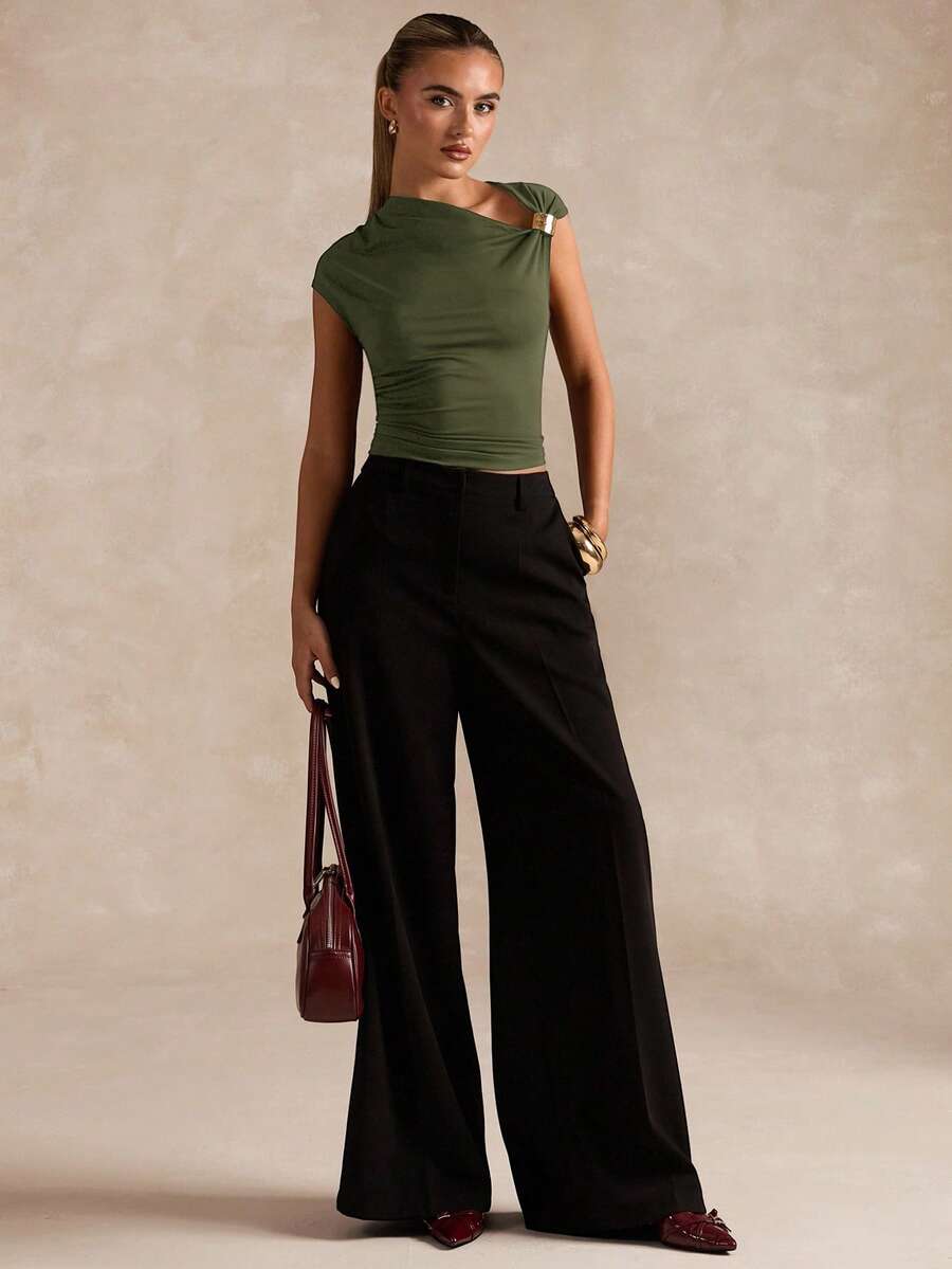 BROWN AMOUR | Asymmetric Neckline Tee