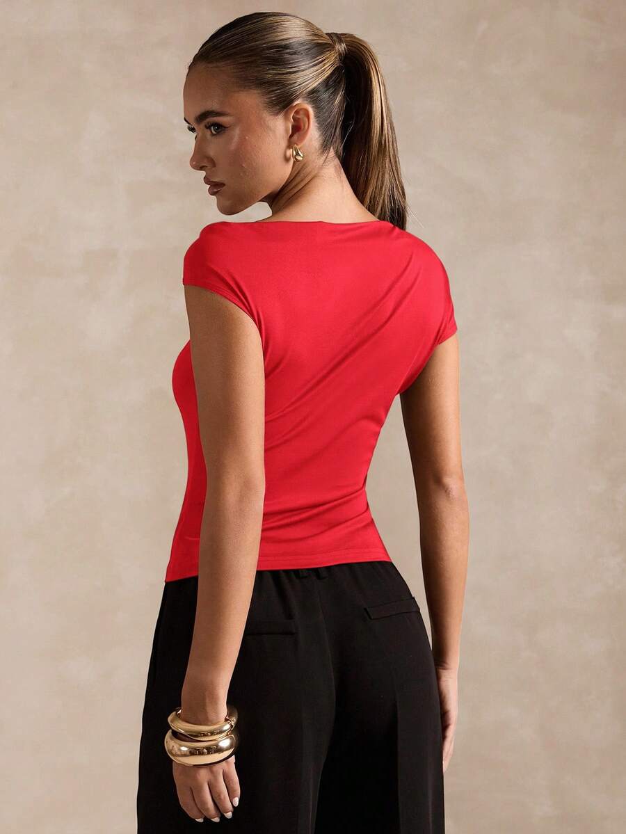 BROWN AMOUR | Asymmetric Neckline Tee
